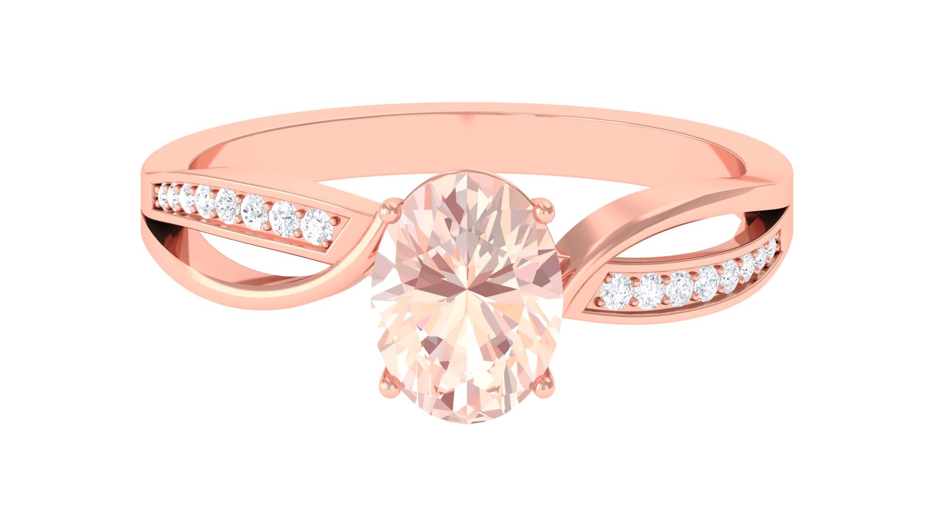 1.25 CT Infinity Shank Morganite Engagement Ring with Diamond Morganite - ( AAA ) - Quality - Rosec Jewels