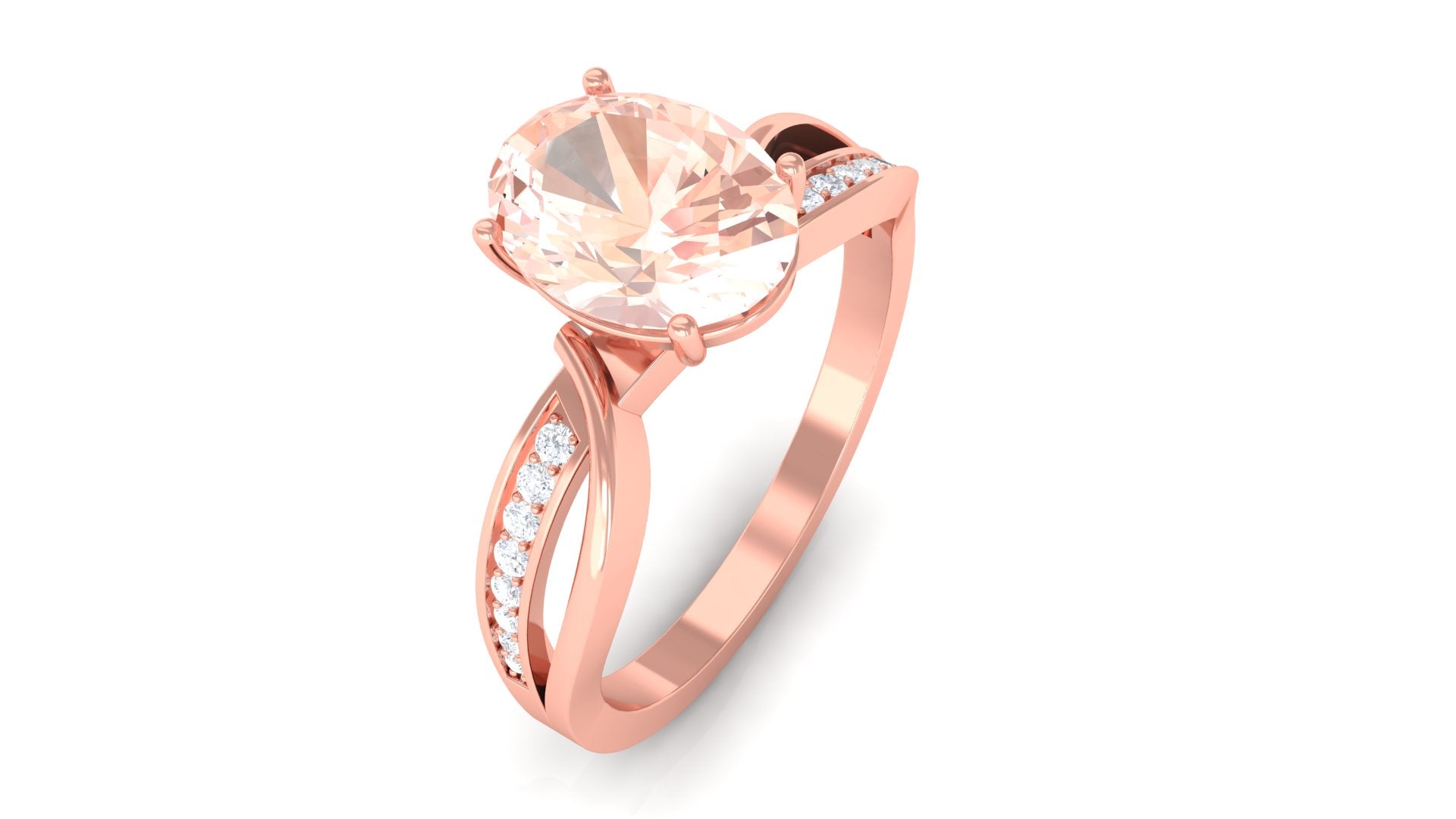 1.25 CT Infinity Shank Morganite Engagement Ring with Diamond Morganite - ( AAA ) - Quality - Rosec Jewels