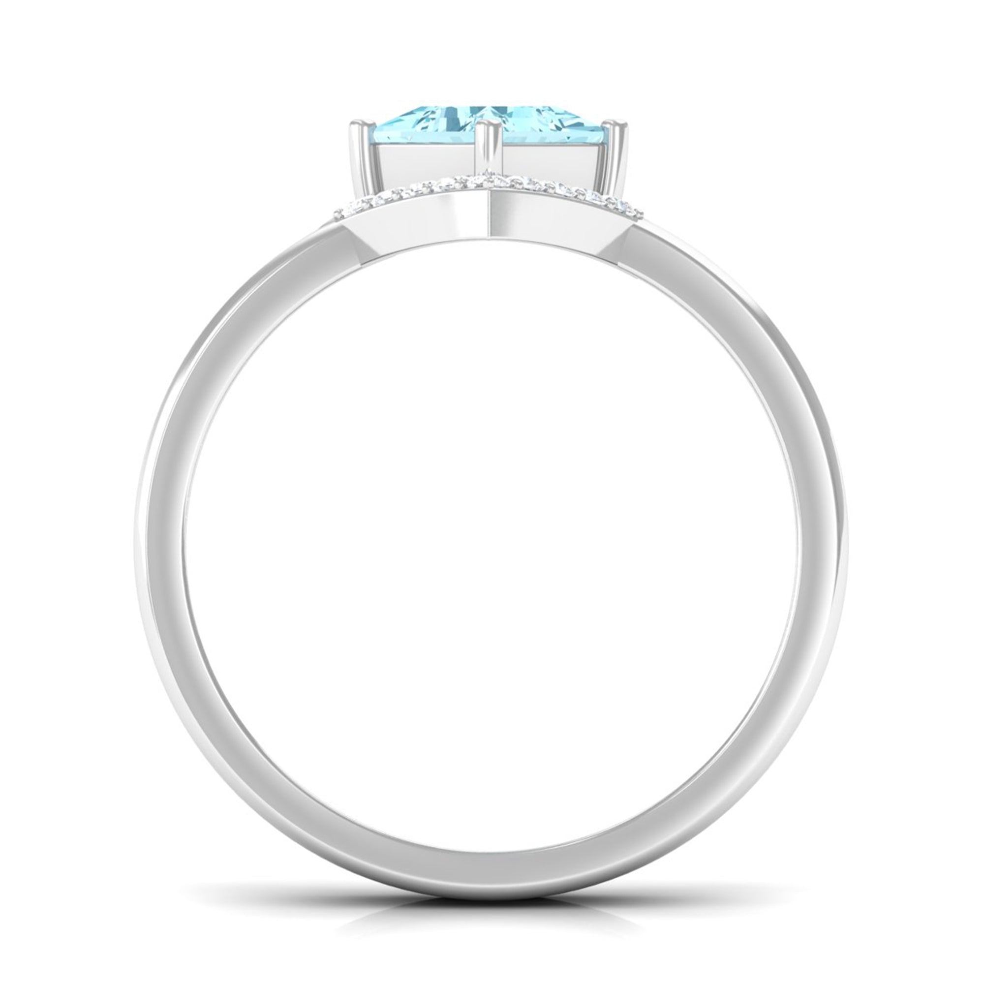 3/4 CT Minimal Princess Cut Aquamarine and Diamond Engagement Enhancer Ring Set Aquamarine - ( AAA ) - Quality - Rosec Jewels