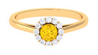 1 CT Natural Yellow Sapphire Engagement Ring with Diamond Yellow Sapphire - ( AAA ) - Quality - Rosec Jewels