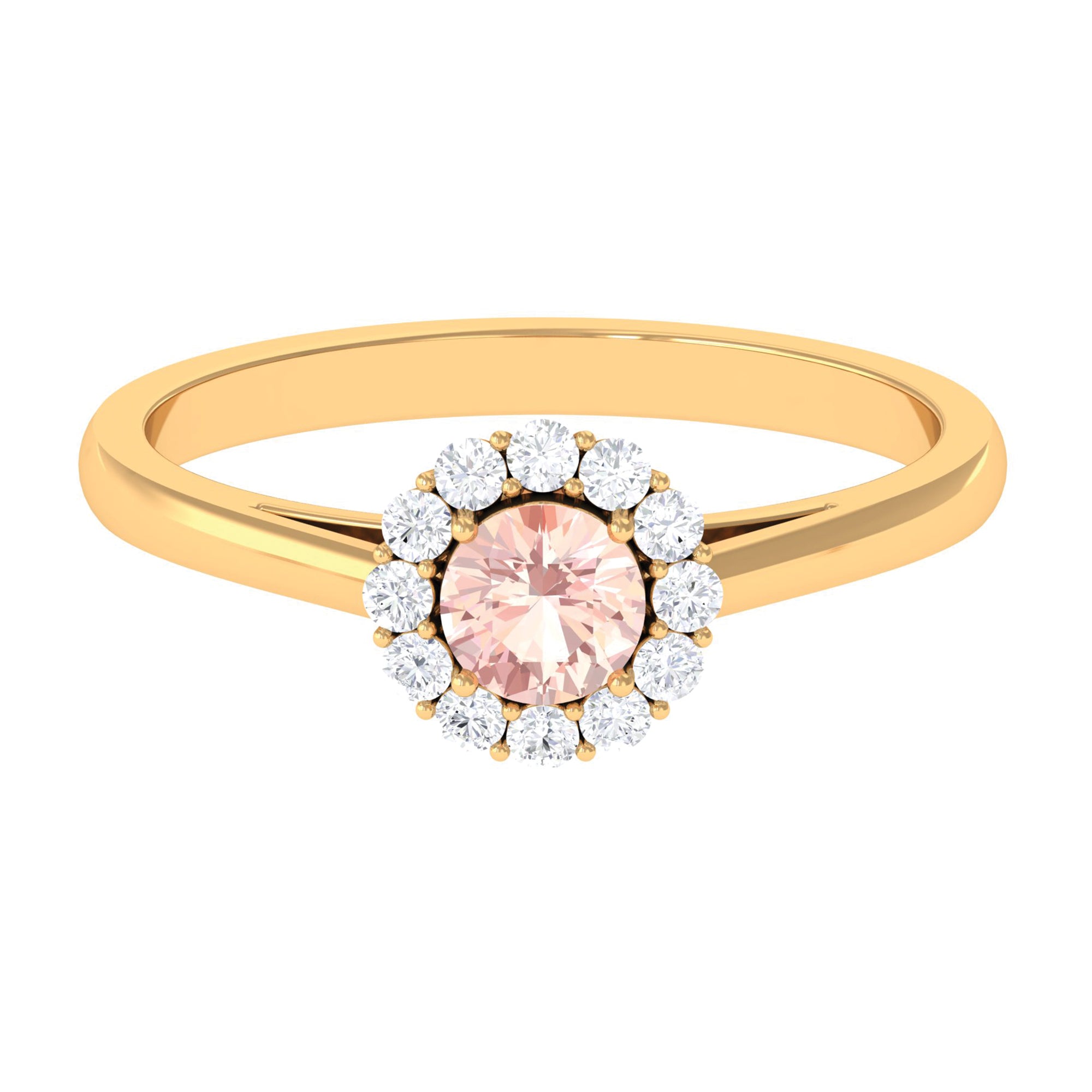 0.75 CT Morganite Engagement Ring with Diamond Morganite - ( AAA ) - Quality - Rosec Jewels