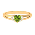 Real Peridot Heart Promise Ring with Diamond Peridot - ( AAA ) - Quality - Rosec Jewels