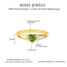 Real Peridot Heart Promise Ring with Diamond Peridot - ( AAA ) - Quality - Rosec Jewels