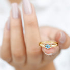 Swiss Blue Topaz Promise Ring With Diamond Swiss Blue Topaz - ( AAA ) - Quality - Rosec Jewels