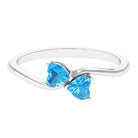 Two Stone Heart Promise Ring with Natural Swiss Blue Topaz Swiss Blue Topaz - ( AAA ) - Quality - Rosec Jewels