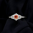 Orange Sapphire Flower Engagement Ring with Diamond Halo Orange Sapphire - ( AAA ) - Quality - Rosec Jewels