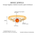 Orange Sapphire Flower Engagement Ring with Diamond Halo Orange Sapphire - ( AAA ) - Quality - Rosec Jewels