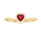 Heart Shape Lab Grown Ruby and Diamond Halo Promise Ring Lab Created Ruby - ( AAAA ) - Quality - Rosec Jewels