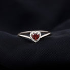 Herat Shape Garnet Promise Ring with Diamond Garnet - ( AAA ) - Quality - Rosec Jewels