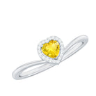 Heart Shape Yellow Sapphire and Diamond Halo Promise Ring Yellow Sapphire - ( AAA ) - Quality - Rosec Jewels