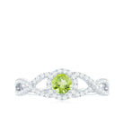 Peridot and Diamond Criss Cross Engagement Ring Peridot - ( AAA ) - Quality - Rosec Jewels