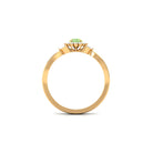 Green Sapphire and Diamond Flower Engagement Ring with Split Shank Green Sapphire - ( AAA ) - Quality - Rosec Jewels