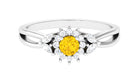 Split Shank Yellow Sapphire Flower Engagement Ring with Diamond Yellow Sapphire - ( AAA ) - Quality - Rosec Jewels