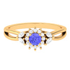 Split Shank Tanzanite Flower Engagement Ring with Diamond Tanzanite - ( AAA ) - Quality - Rosec Jewels