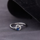 1/2 CT Blue Sapphire Heart Promise Ring with Diamond Blue Sapphire - ( AAA ) - Quality - Rosec Jewels