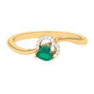 1/4 CT Emerald Heart Promise Ring with Diamond Emerald - ( AAA ) - Quality - Rosec Jewels