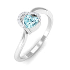 1/4 CT Aquamarine Heart Promise Ring with Diamond Aquamarine - ( AAA ) - Quality - Rosec Jewels