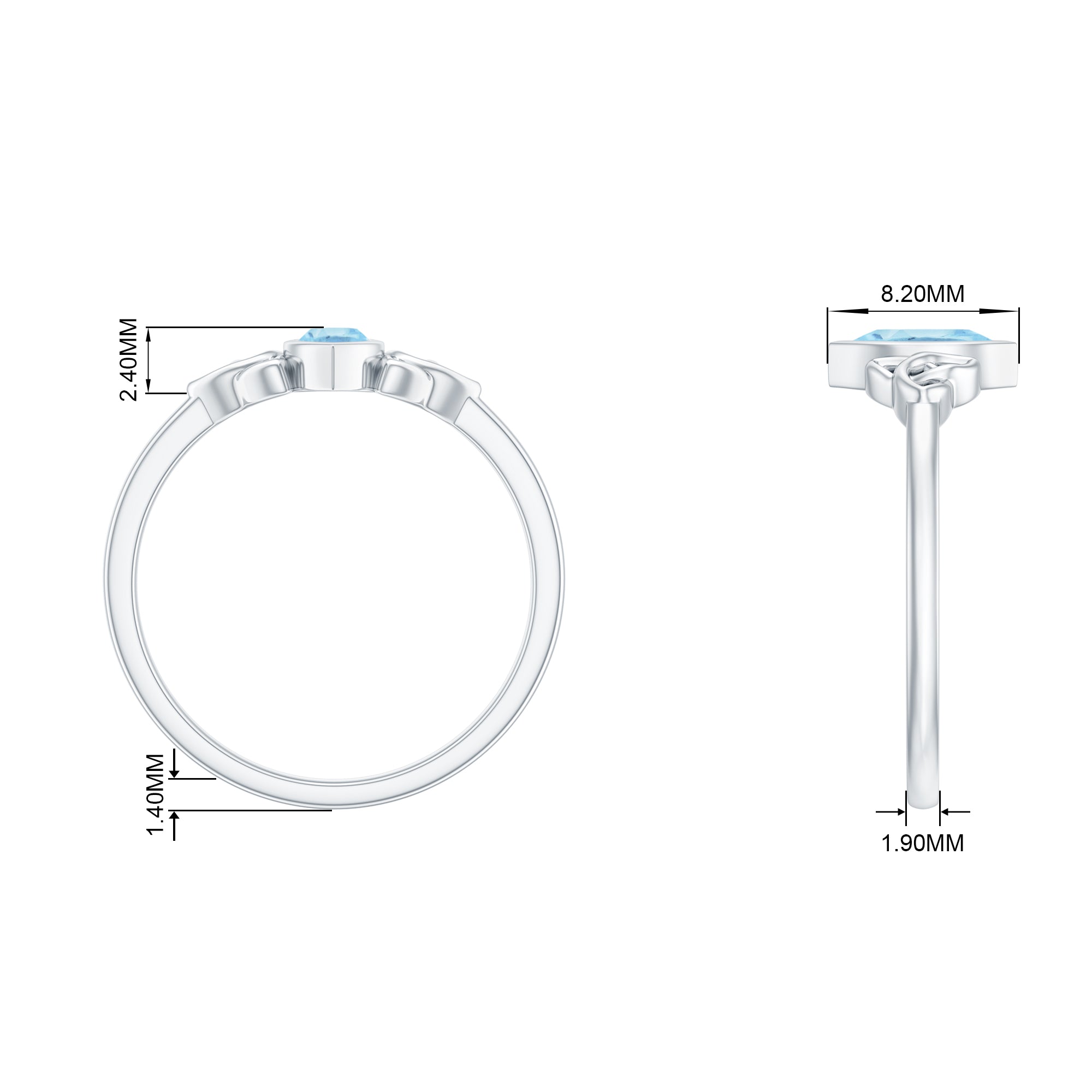 4X8 MM Marquise Cut Aquamarine Gold Solitaire Celtic Ring in Bezel Setting Aquamarine - ( AAA ) - Quality - Rosec Jewels