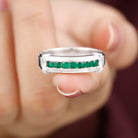 Channel Set Emerald Classic Wide Band Ring Emerald - ( AAA ) - Quality - Rosec Jewels