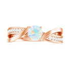 Solitaire Ethiopian Opal and Diamond Engagement Ring Ethiopian Opal - ( AAA ) - Quality - Rosec Jewels