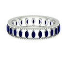 Marquise Cut Created Blue Sapphire Eternity Band with Beaded Detailing Lab Created Blue Sapphire - ( AAAA ) - Quality - Rosec Jewels