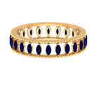 Marquise Cut Created Blue Sapphire Eternity Band with Beaded Detailing Lab Created Blue Sapphire - ( AAAA ) - Quality - Rosec Jewels