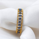 Marquise Cut Created Blue Sapphire Eternity Band with Beaded Detailing Lab Created Blue Sapphire - ( AAAA ) - Quality - Rosec Jewels