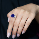 Rosec Jewels-Cushion Cut Created Blue Sapphire Solitaire Ring