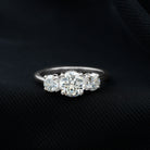 Certified Moissanite Three Stone Engagement Ring Moissanite - ( D-VS1 ) - Color and Clarity - Rosec Jewels