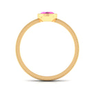 Oval Shape Pink Sapphire Solitaire Ring with Beaded Details Pink Sapphire - ( AAA ) - Quality - Rosec Jewels