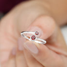 Round Garnet 2 Stone Bypass Promise Ring Garnet - ( AAA ) - Quality - Rosec Jewels