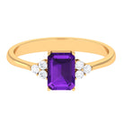 1.5 CT Octagon Cut Amethyst Engagement Ring with Diamond Trio Amethyst - ( AAA ) - Quality - Rosec Jewels