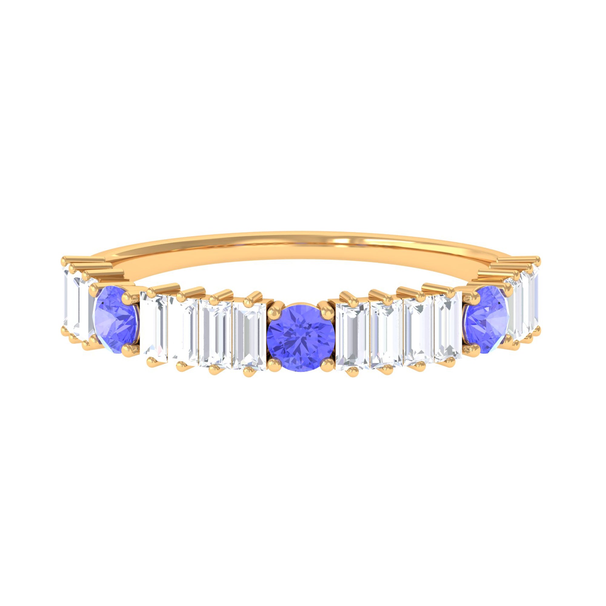 Classic Tanzanite and Diamond Half Eternity Band Ring Tanzanite - ( AAA ) - Quality - Rosec Jewels