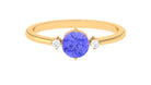 Round Tanzanite Solitaire Promise Ring with Diamond Tanzanite - ( AAA ) - Quality - Rosec Jewels