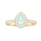 Pear Shaped Ethiopian Opal and Diamond Halo Engagement Ring Ethiopian Opal - ( AAA ) - Quality - Rosec Jewels