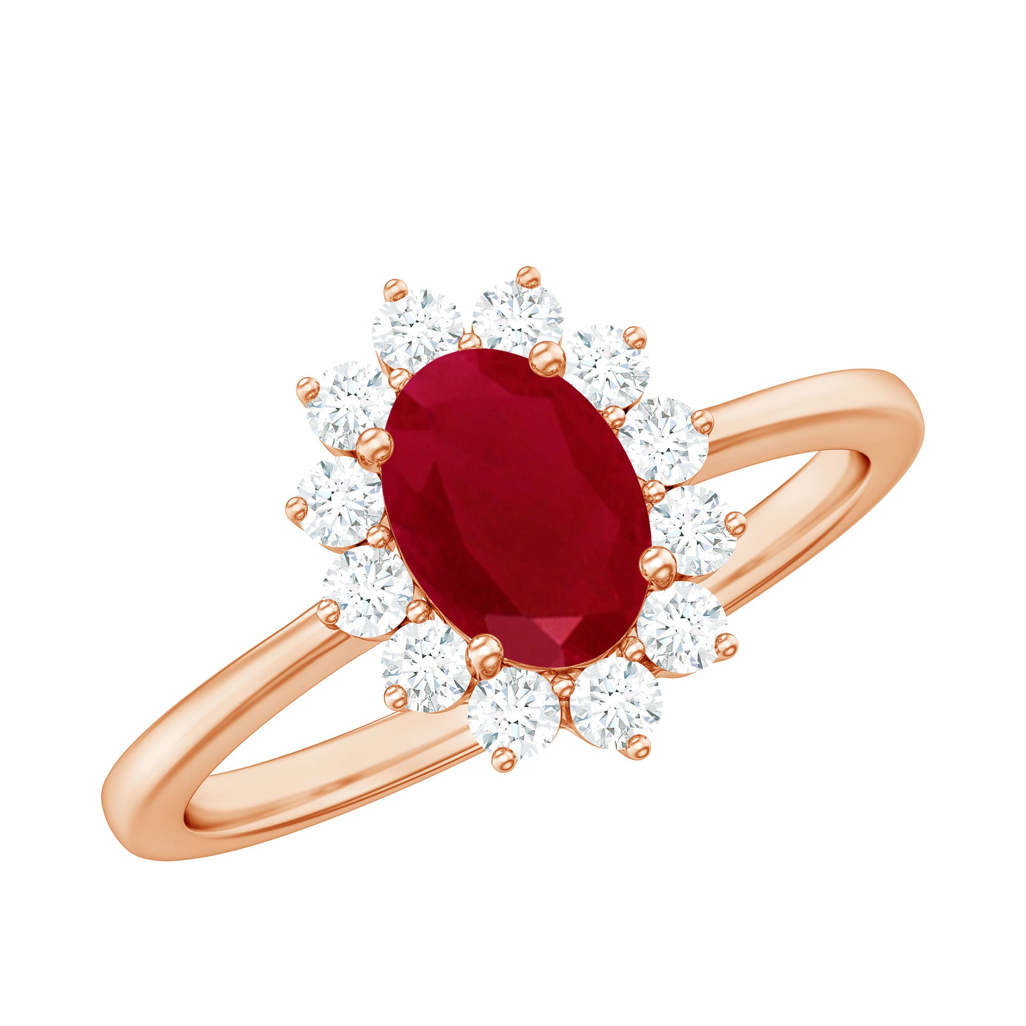 Princess Diana Inspired Ruby and Diamond Engagement Ring Ruby - ( AAA ) - Quality - Rosec Jewels