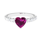 1.25 CT Claw Set Heart Shape Rhodolite and Diamond Engagement Ring Rhodolite - ( AAA ) - Quality - Rosec Jewels