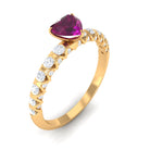 1.25 CT Claw Set Heart Shape Rhodolite and Diamond Engagement Ring Rhodolite - ( AAA ) - Quality - Rosec Jewels