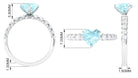 Claw Set Heart Sky Blue Topaz and Diamond Engagement Ring Sky Blue Topaz - ( AAA ) - Quality - Rosec Jewels