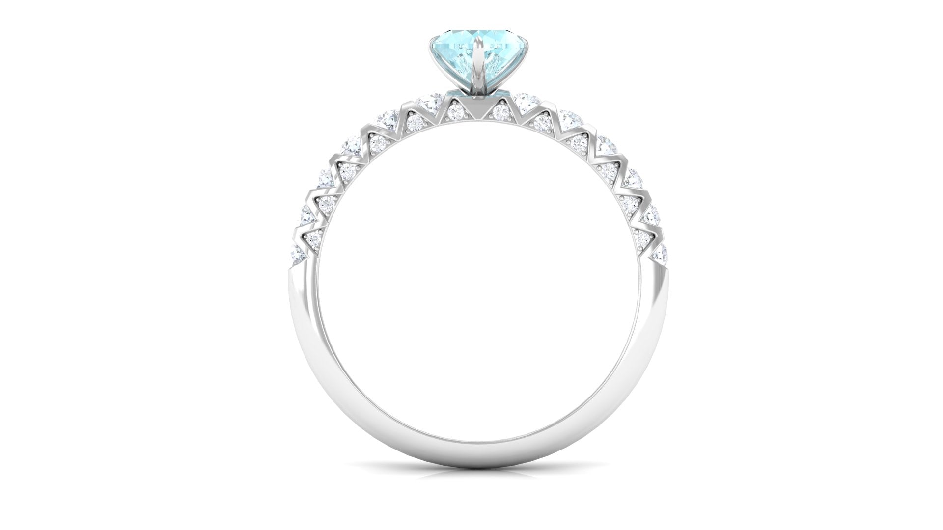 Claw Set Heart Sky Blue Topaz and Diamond Engagement Ring Sky Blue Topaz - ( AAA ) - Quality - Rosec Jewels