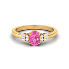 Natural Oval Cut Pink Sapphire Engagement Ring with Diamond Pink Sapphire - ( AAA ) - Quality - Rosec Jewels