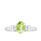 3/4 CT Natural Oval Cut Peridot Classic Engagement Ring with Diamond Peridot - ( AAA ) - Quality - Rosec Jewels