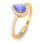 Pear Shape Tanzanite and Diamond Halo Ring Tanzanite - ( AAA ) - Quality - Rosec Jewels