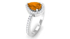 1 CT Natural Citrine Teardrop Halo Engagement Ring with Diamond Citrine - ( AAA ) - Quality - Rosec Jewels