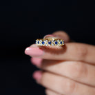 Created Blue Sapphire and Diamond Full Eternity Band Ring Lab Created Blue Sapphire - ( AAAA ) - Quality - Rosec Jewels