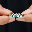 Lab Grown Emerald Twisted Eternity Band Ring Lab Created Emerald - ( AAAA ) - Quality - Rosec Jewels