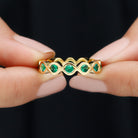 Lab Grown Emerald Twisted Eternity Band Ring Lab Created Emerald - ( AAAA ) - Quality - Rosec Jewels