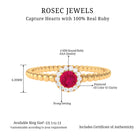 Minimal Ruby Promise Ring with Diamond Halo Ruby - ( AAA ) - Quality - Rosec Jewels