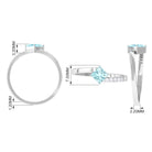 Princess Cut Aquamarine Bypass Solitaire Ring with Diamond Aquamarine - ( AAA ) - Quality - Rosec Jewels