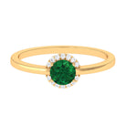 Round Lab Grown Emerald Halo Engagement Ring with Diamond Lab Created Emerald - ( AAAA ) - Quality - Rosec Jewels